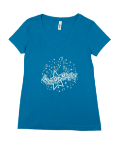 Dance the Magic Castle Blue V-Neck Tee for Women
