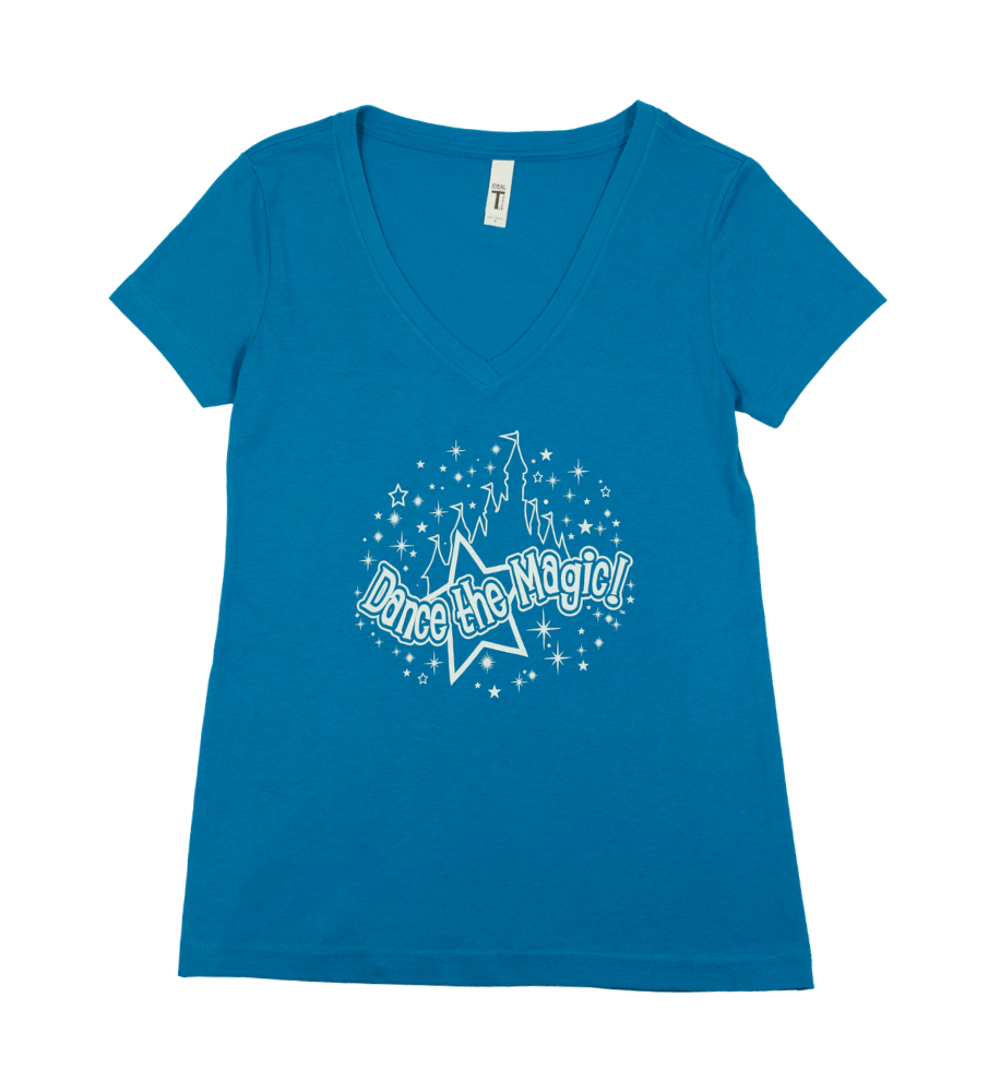 Dance the Magic Castle Blue V-Neck Tee for Women