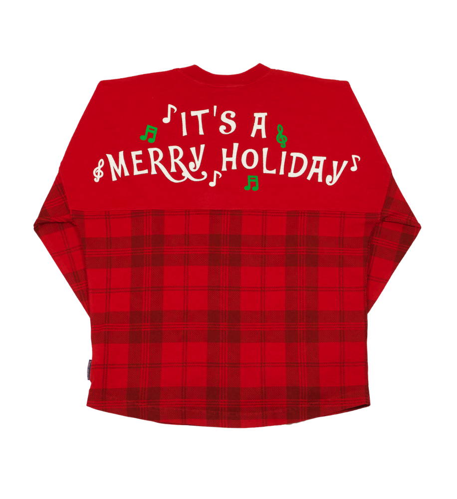 "It's a Merry Holiday" Red Plaid Spirit Jersey® for Kids