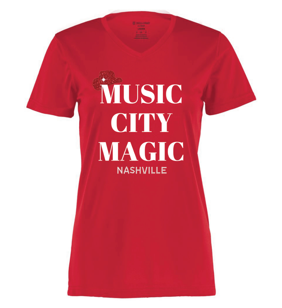 "Music City Magic" Red T-Shirt for Women