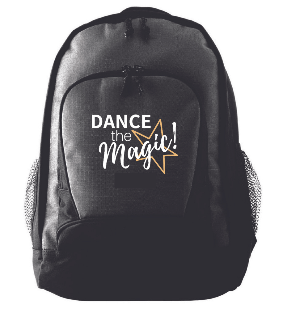 Dance the Magic Black Backpack with Water Bottle Pockets