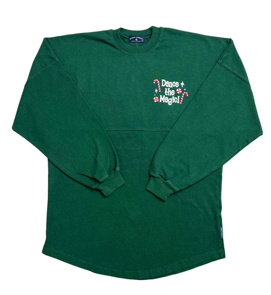 Green with Candy Canes "Dance the Magic" Spirit Jersey® for Kids & Adults - Image 2
