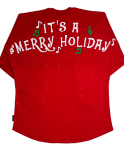 "It's a Merry Holiday" Red Sparkle Spirit Jersey® for Adults