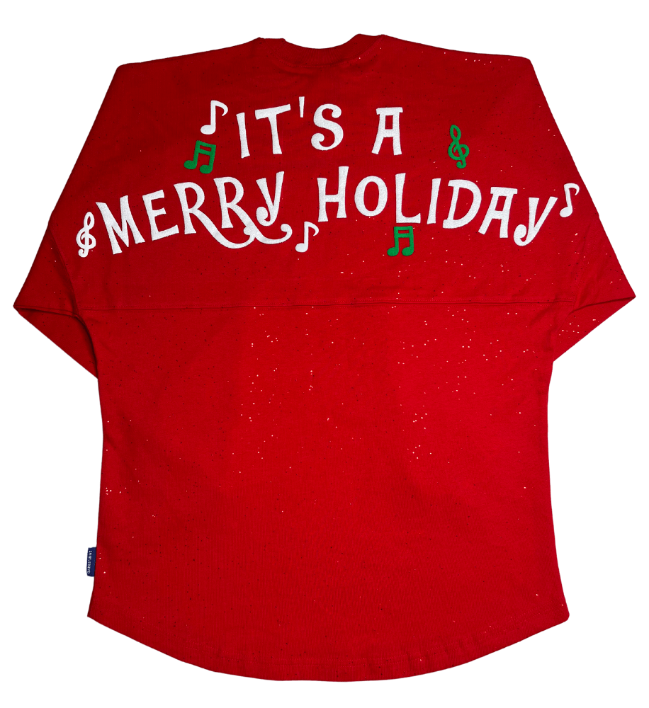 "It's a Merry Holiday" Red Sparkle Spirit Jersey® for Adults